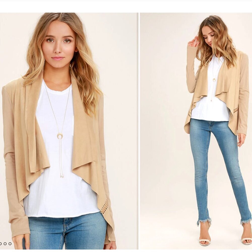 Black Swan Durnay Beige Suede Jacket in Beige